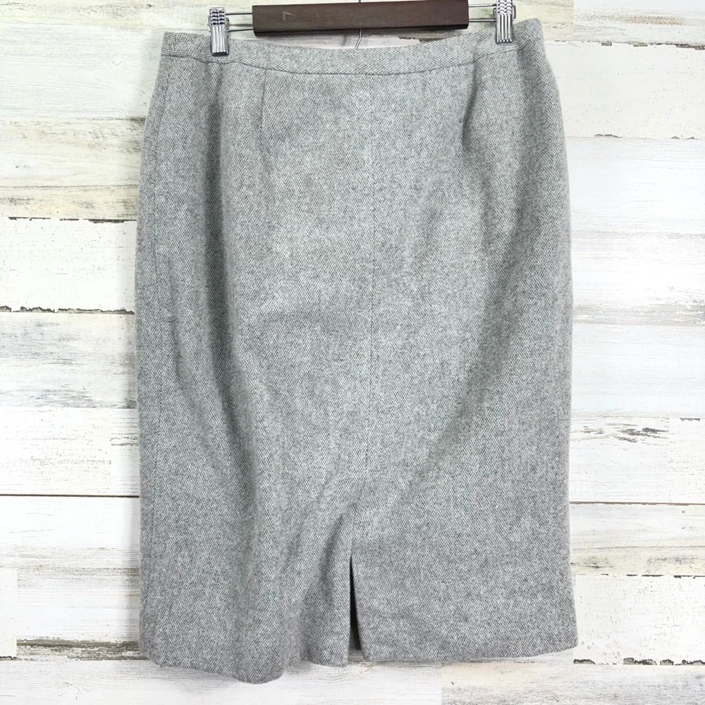Lauren Ralph Lauren Women's Wool Angora Knee Length Pencil‎ Skirt Gray Size 14